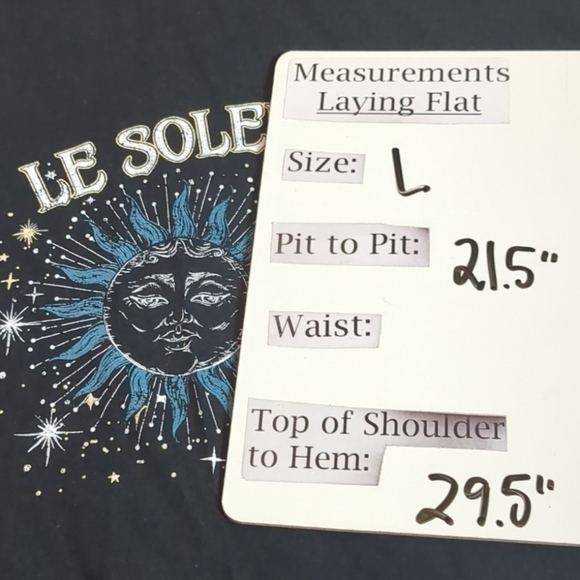 Nasty Gal Le Soleil La Lune Black Short Sleeve Cotton Graphic Tee size Large - Picture 6 of 6